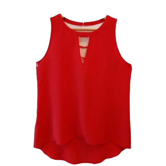 bcbgmaxazria red silk sleeveless blouse - Picture 1 of 7
